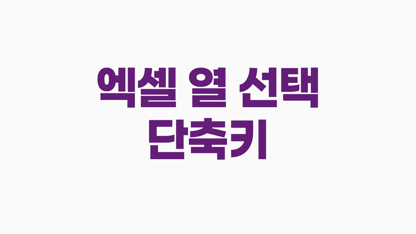 엑셀에서 열 선택하는 단축키 이미지