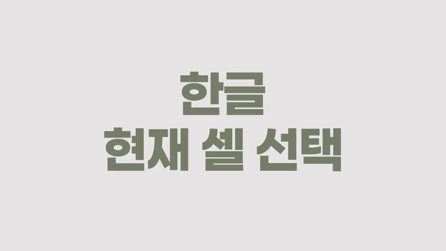 한글에서 현재 셀 선택하는 단축키 이미지